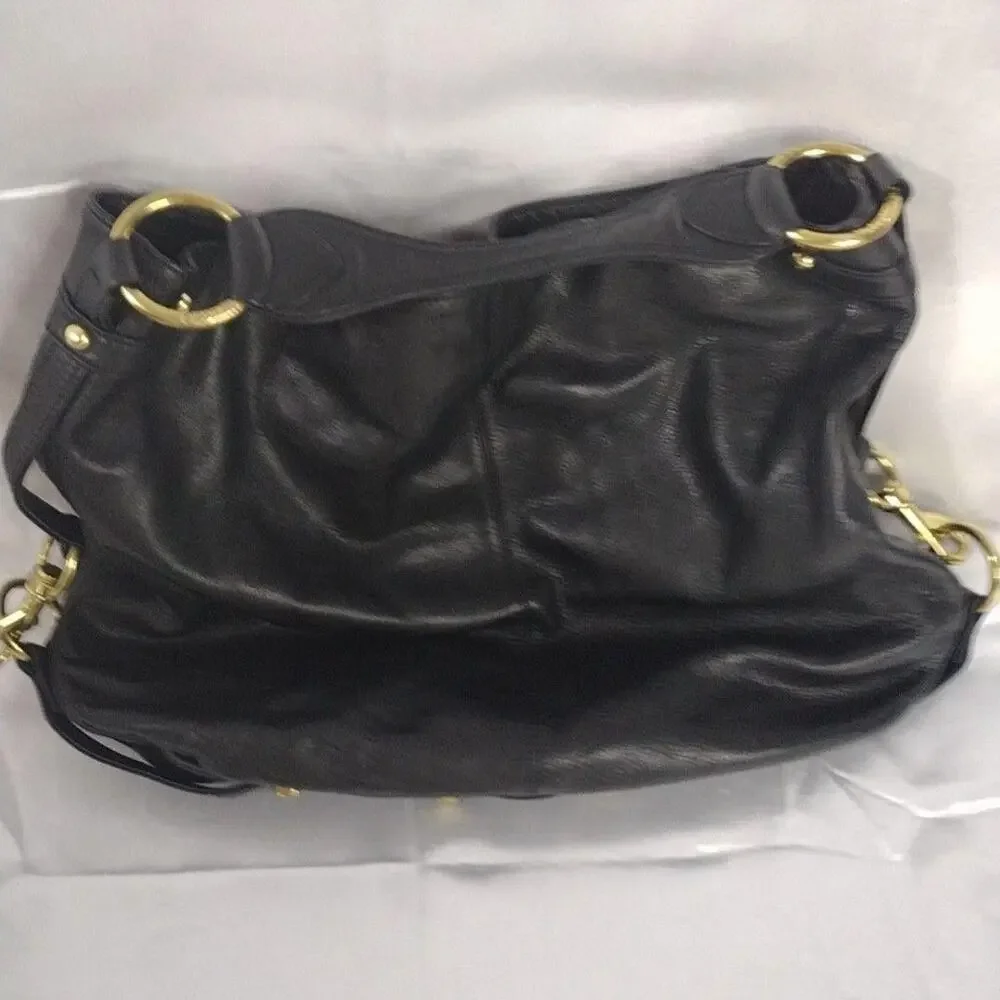 Rebecca Minkoff Hobo Bag Womens Large Black Leather Studded Gold Shoulder Purse